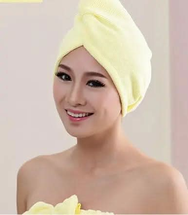 Saboor store  elegant, chic, stylish, trendy, fashion, feminine, classic, modern, boho, casual, formal, party, summer, winter, cozy, sophisticated, minimal, floral, vibrant, luxurious, timeless, comfortable, versatile Yellow Women's Hair Dryer Cap, Absorbent Dry Hair Towel