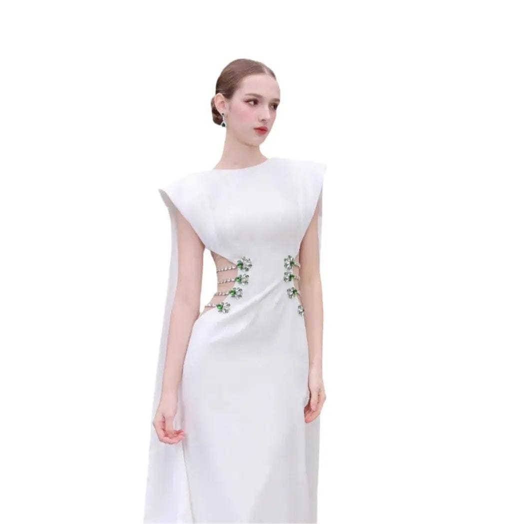 Saboor store European And American Diamond-embedded H European And American Diamond-embedded High-end Exquisite Bandage One-piece Dress Elegant Temperament