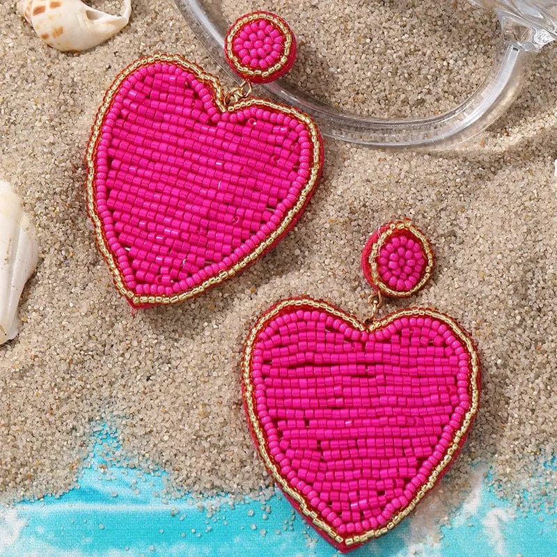 Saboor store  EZ5271C Fashion Valentine's Day Bead Doppel Herz Earrings Creative