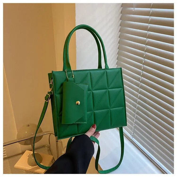 Saboor store Fashion Plaid Shoulder With Small Wallet Green Fashion Plaid Shoulder With Small Wallet Simple Elegant Portable Square Tots Women's Handbag