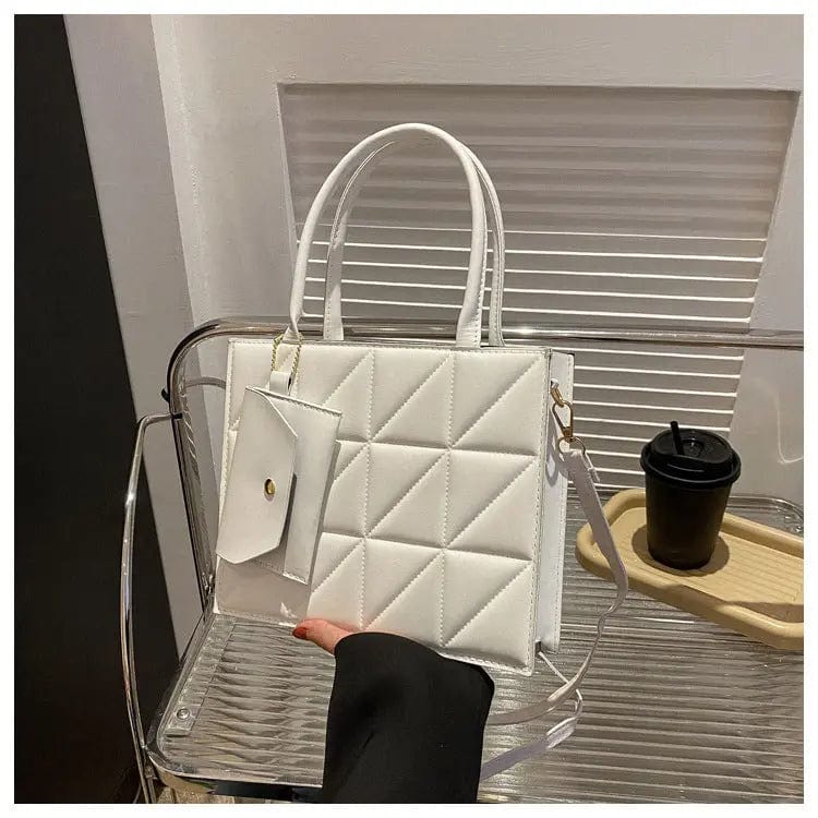 Saboor store Fashion Plaid Shoulder With Small Wallet White Fashion Plaid Shoulder With Small Wallet Simple Elegant Portable Square Tots Women's Handbag