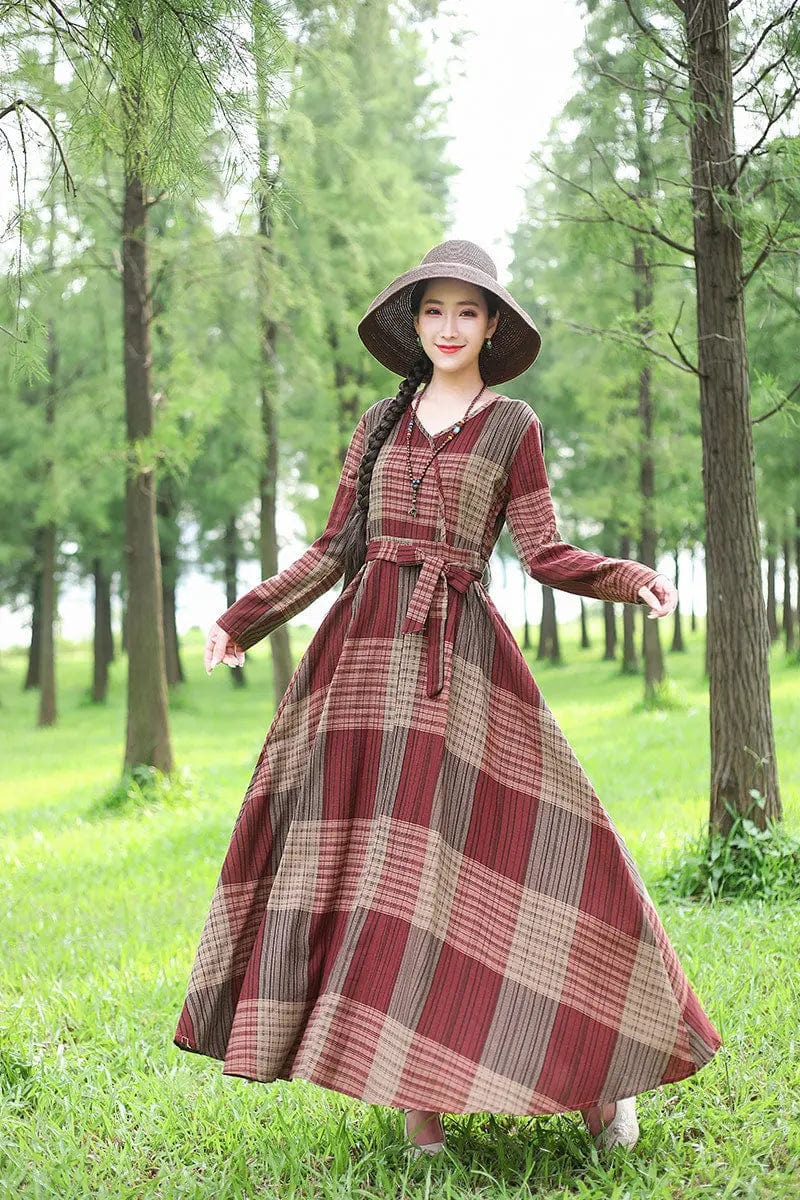 Saboor store Fashion Plus size Cotton And Linen Mid-l Fashion Plus size Cotton And Linen Mid-length Dress Loose And Thin Long Skirt