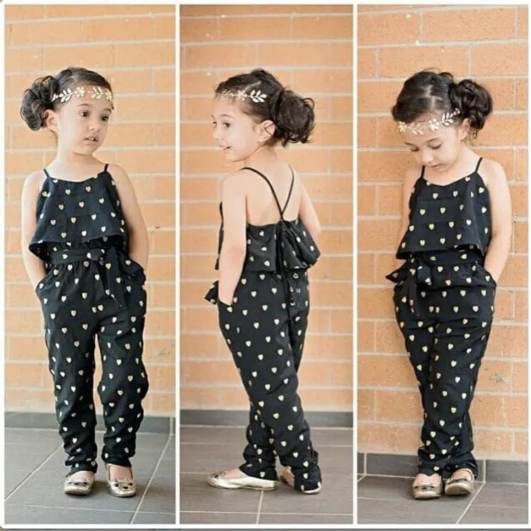 Saboor store Fashion Summer Kids Girls Clothing Sets Fashion Summer Kids Girls Clothing Sets Cotton Sleeveless Polka Dot Strap Girls Jumpsuit Clothes Sets Outfits Children Suits