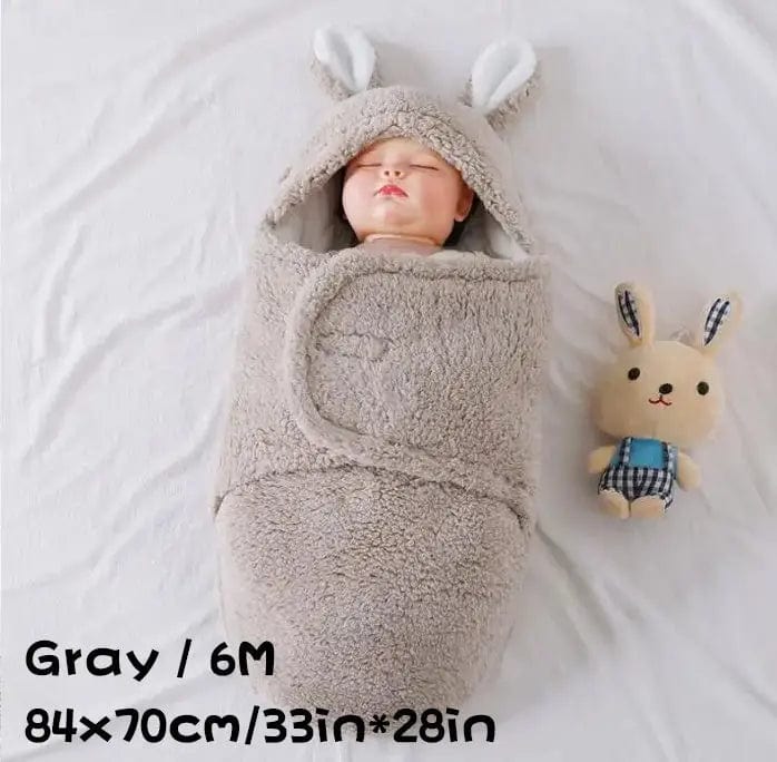 Saboor store  Gray / 6M Super Soft Baby Sleeping Bag Fluffy Fleece Newborn Blanket Swaddle Blankets, Unisex Baby Wrap For Newborn Baby Boys Girls With Head-Protecting & Head-Supporting Function, Wearable Swaddle Sleep Sack