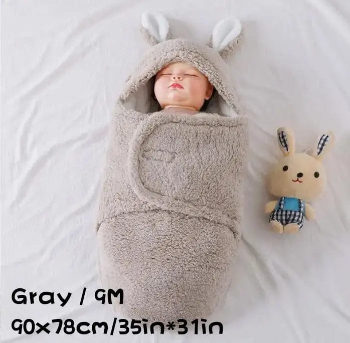 Saboor store  Gray / 9M Super Soft Baby Sleeping Bag Fluffy Fleece Newborn Blanket Swaddle Blankets, Unisex Baby Wrap For Newborn Baby Boys Girls With Head-Protecting & Head-Supporting Function, Wearable Swaddle Sleep Sack