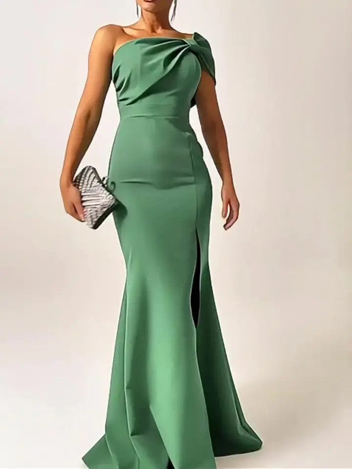 Saboor store Green Bow Tube Top Evening Dress Green Bow Tube Top Evening Dress