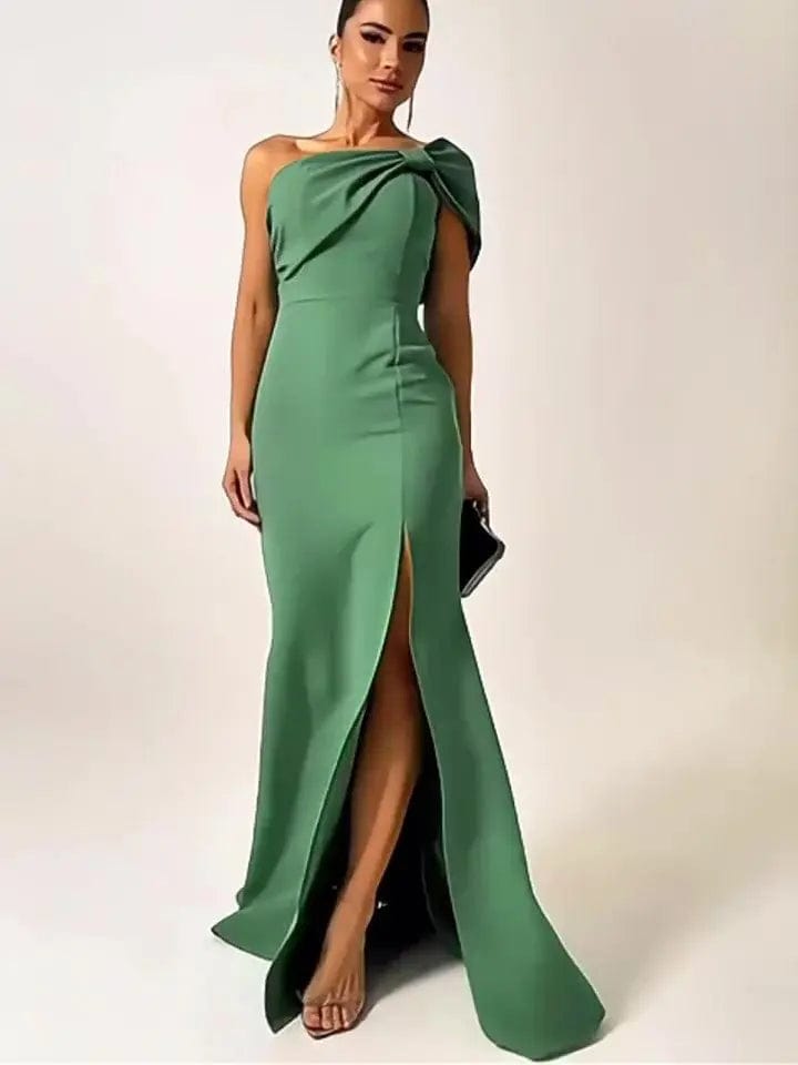 Saboor store Green Bow Tube Top Evening Dress Green Bow Tube Top Evening Dress