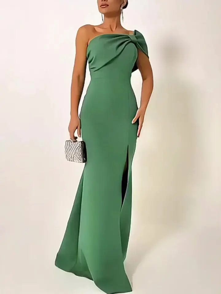 Saboor store Green Bow Tube Top Evening Dress Green Bow Tube Top Evening Dress