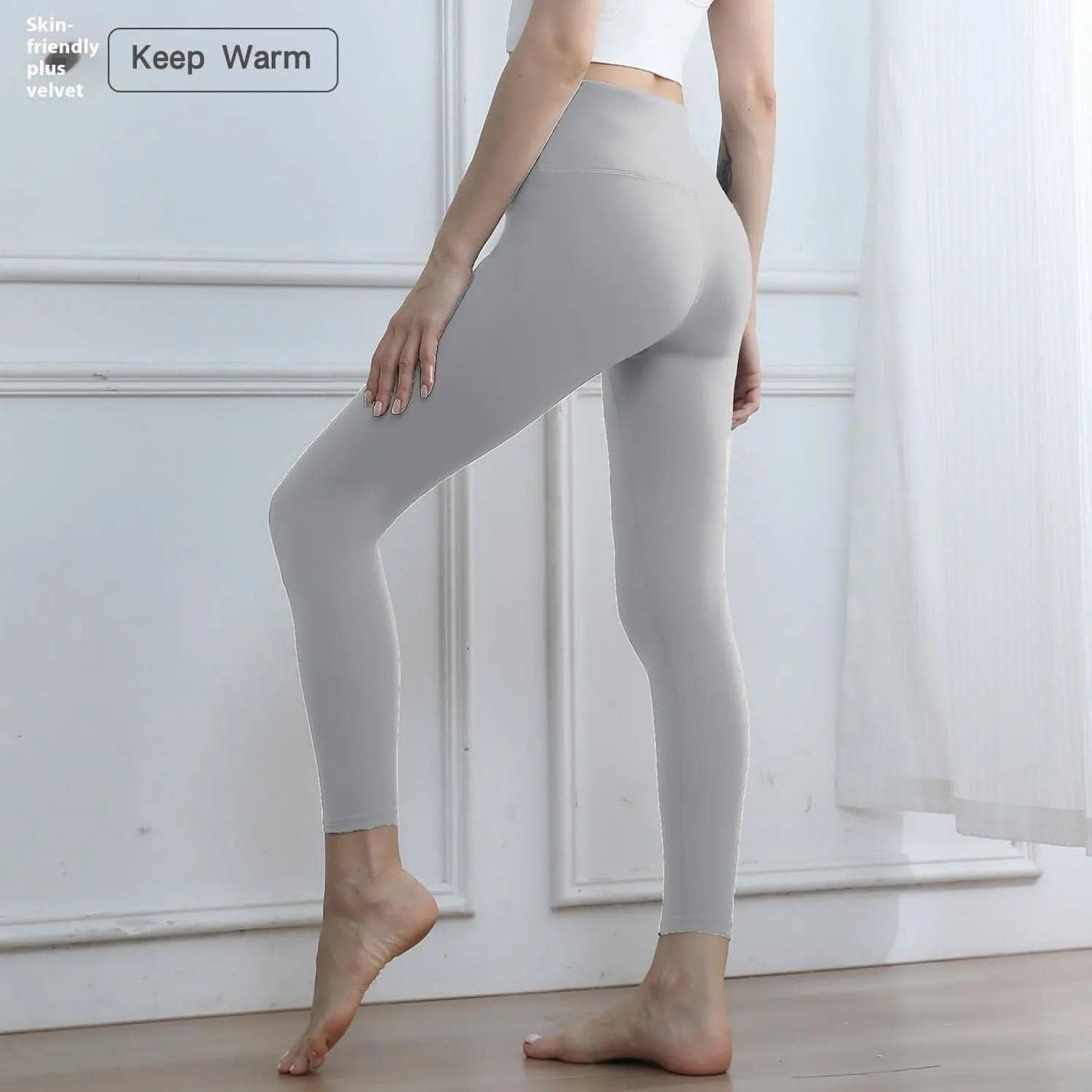 Saboor store  Light Gray / L 7A Thickened Yoga Pants Women's Outer Wear Fleece-lined Base