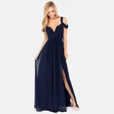 Saboor store Long Floor Length Elegant Greek Style Pl Blue / L Long Floor Length Elegant Greek Style Pleated Dress