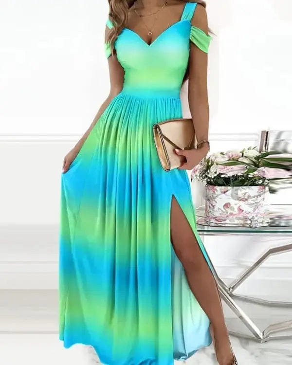 Saboor store Long Floor Length Elegant Greek Style Pl Tie dye / L Long Floor Length Elegant Greek Style Pleated Dress