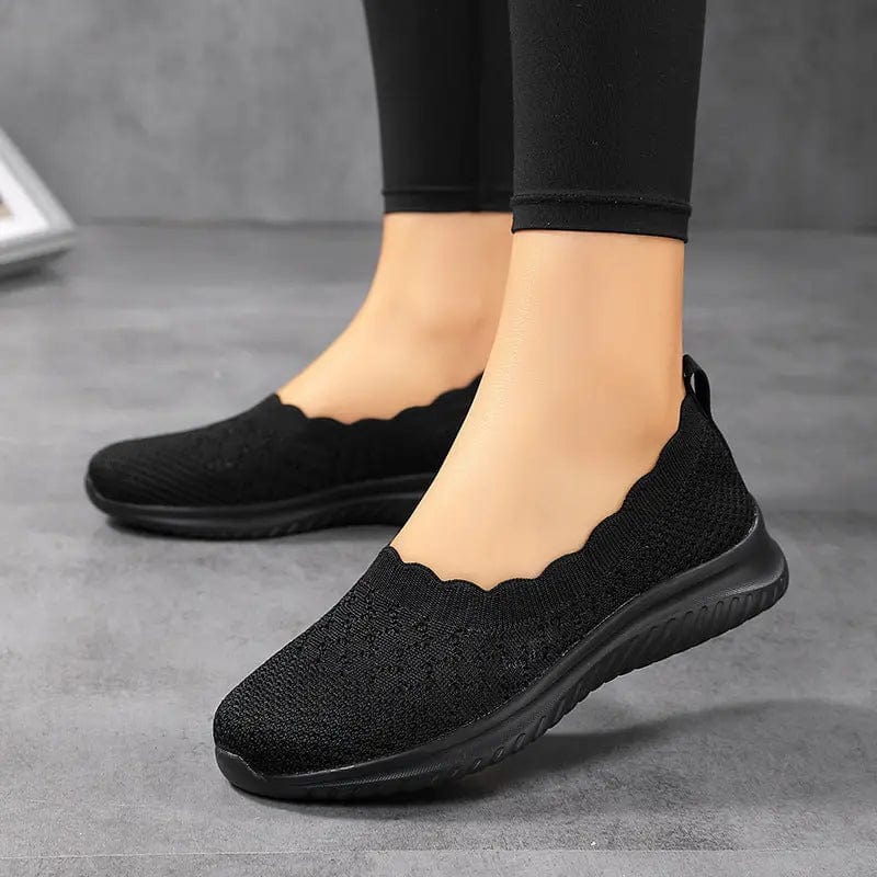 Saboor store Low-cut Flying Woven Fashion Plus Size W All Black / 36 Low-cut Flying Woven Fashion Plus Size Women's Shoes