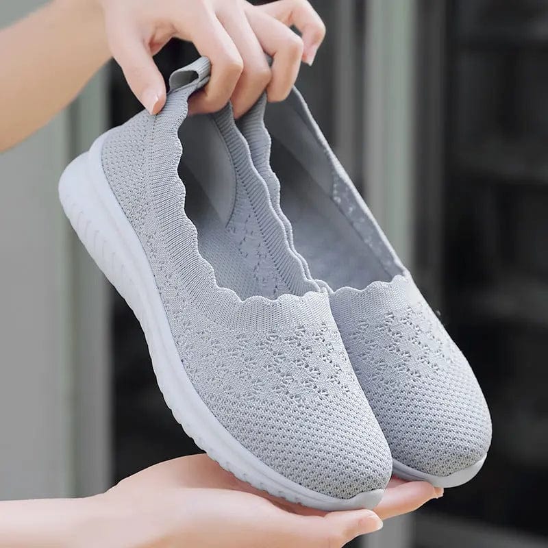 Saboor store Low-cut Flying Woven Fashion Plus Size W Light Gray / 36 Low-cut Flying Woven Fashion Plus Size Women's Shoes