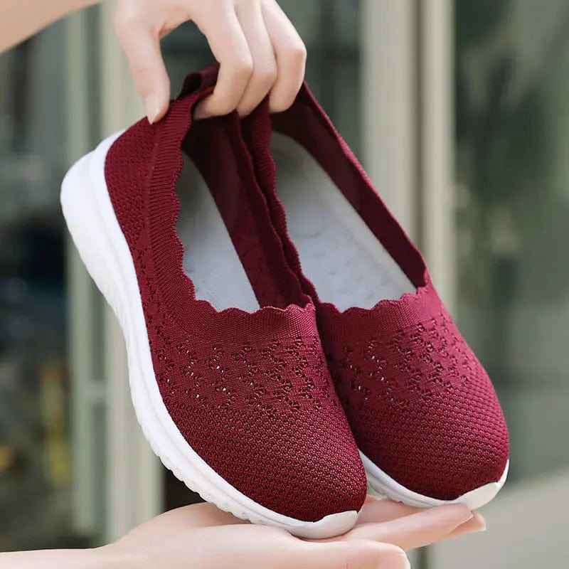 Saboor store Low-cut Flying Woven Fashion Plus Size W Purplish Red / 36 Low-cut Flying Woven Fashion Plus Size Women's Shoes