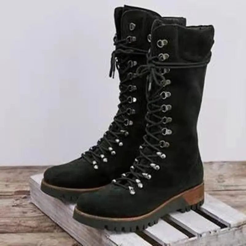 Saboor store New Autumn And Winter Women's Shoes Plus Black / 35 New Autumn And Winter Women's Shoes Plus Size Lace Up Mid Boots