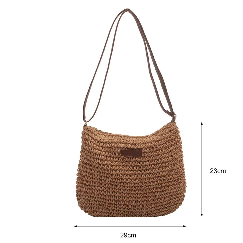 Saboor store Niche Design Vacation Straw Tote Bag Khaki / 10PCS Niche Design Vacation Straw Tote Bag