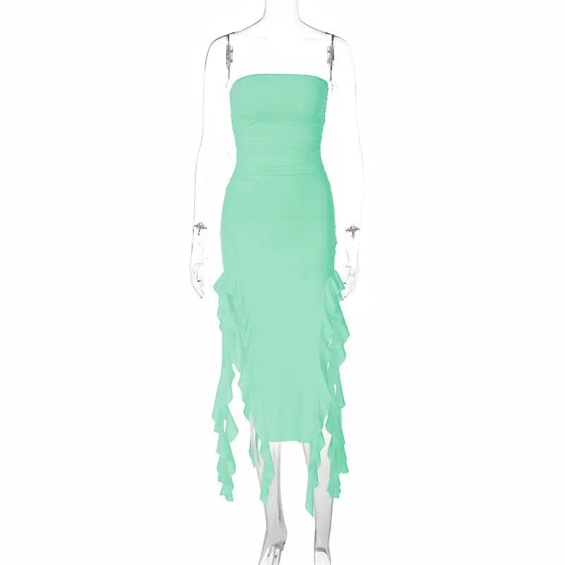 Saboor store  Personalized Chest Wrap Irregular Dress Light Green / L Personalized Chest Wrap Irregular Dress