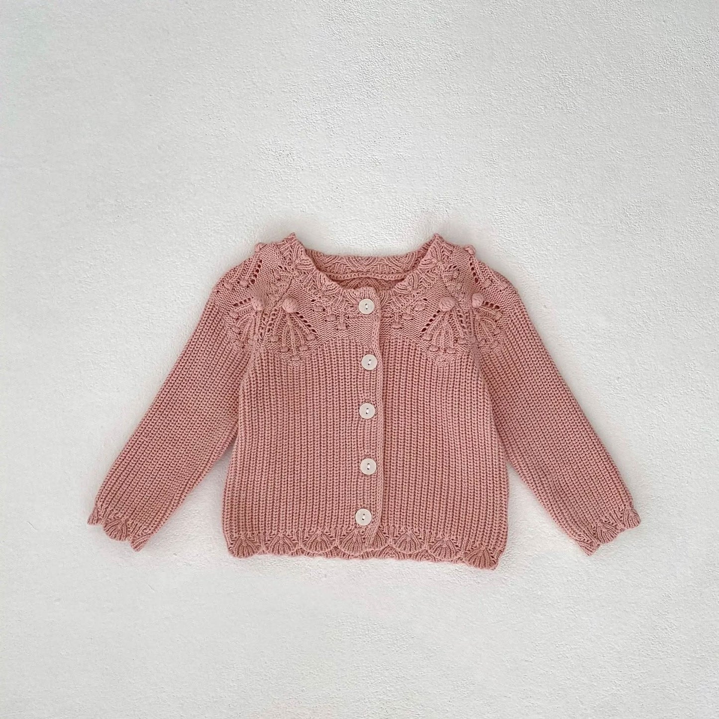 Saboor store  Pink / 100cm Baby Knitted Lace Wool Cardigan Coat