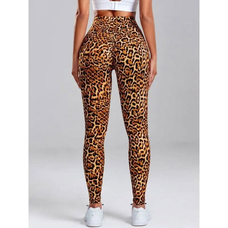 Saboor store  Polyester Women's Fashion Leopard Print Slim Fit Hip Raise Yoga Leggings Dance Pants Brown / L Polyester Women's Fashion Leopard Print Slim Fit Hip Raise Yoga Leggings Dance Pants