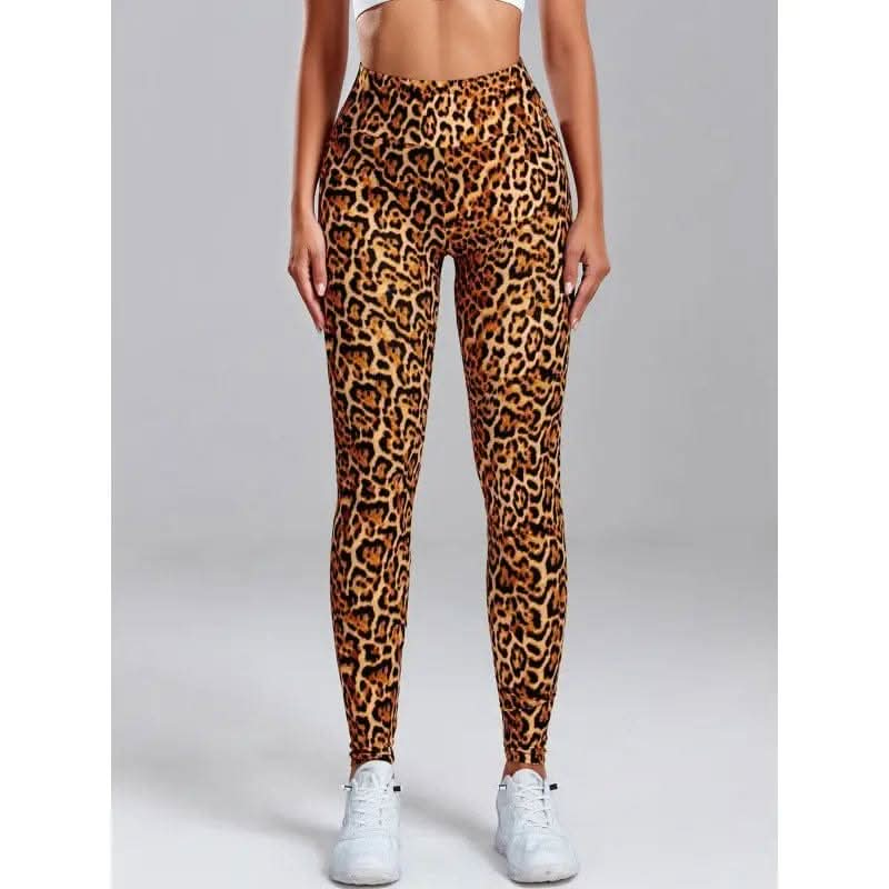 Saboor store  Polyester Women's Fashion Leopard Print Slim Fit Hip Raise Yoga Leggings Dance Pants Polyester Women's Fashion Leopard Print Slim Fit Hip Raise Yoga Leggings Dance Pants