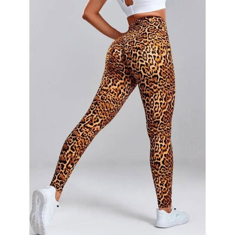 Saboor store  Polyester Women's Fashion Leopard Print Slim Fit Hip Raise Yoga Leggings Dance Pants Polyester Women's Fashion Leopard Print Slim Fit Hip Raise Yoga Leggings Dance Pants