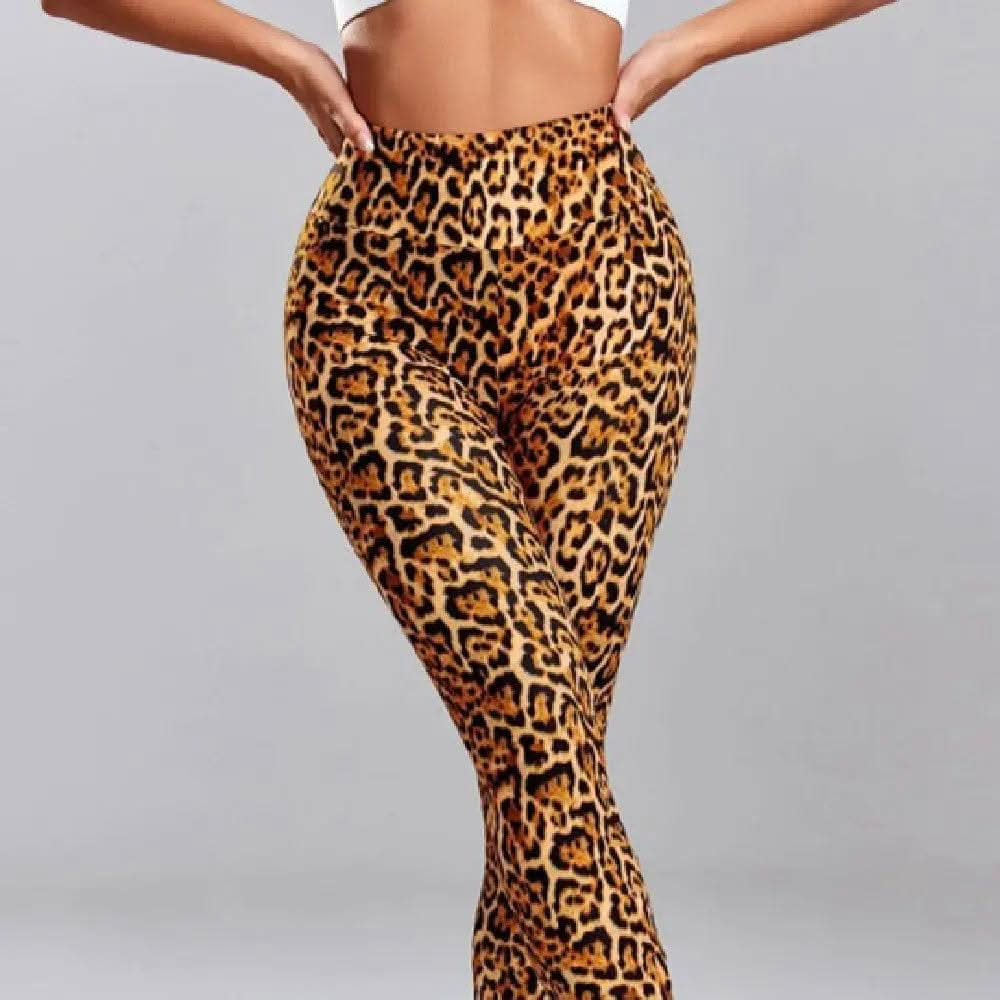 Saboor store  Polyester Women's Fashion Leopard Print Slim Fit Hip Raise Yoga Leggings Dance Pants Polyester Women's Fashion Leopard Print Slim Fit Hip Raise Yoga Leggings Dance Pants