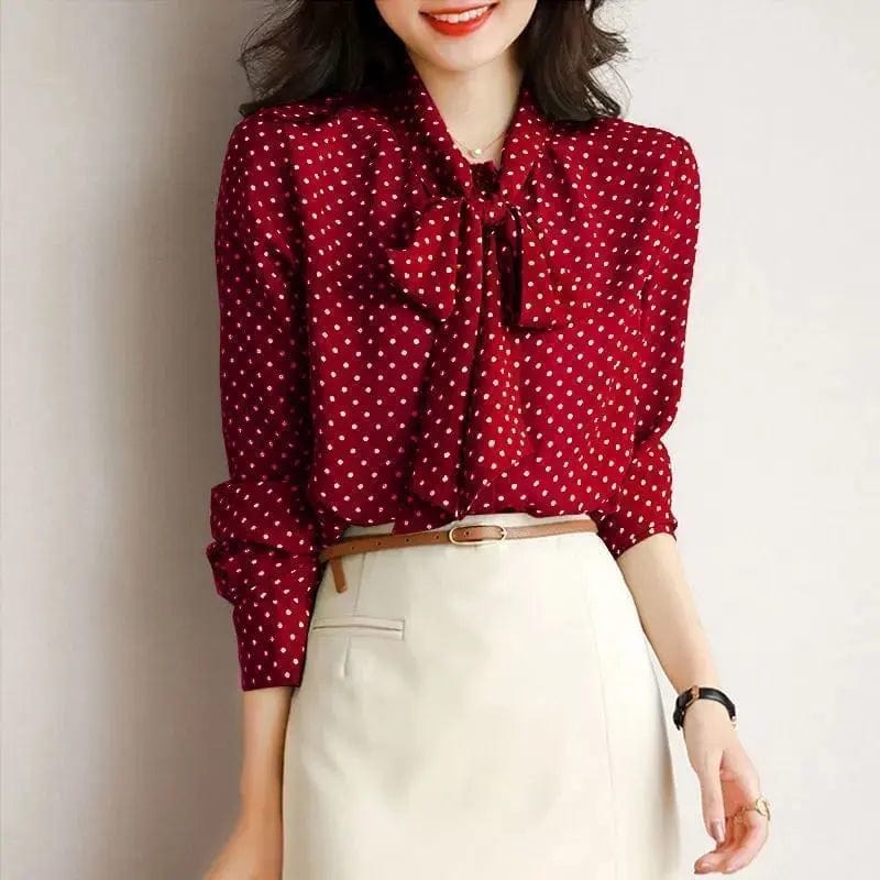 Saboor store  Red / L Women's Fashionable Polka Dot Shirt Casual Top