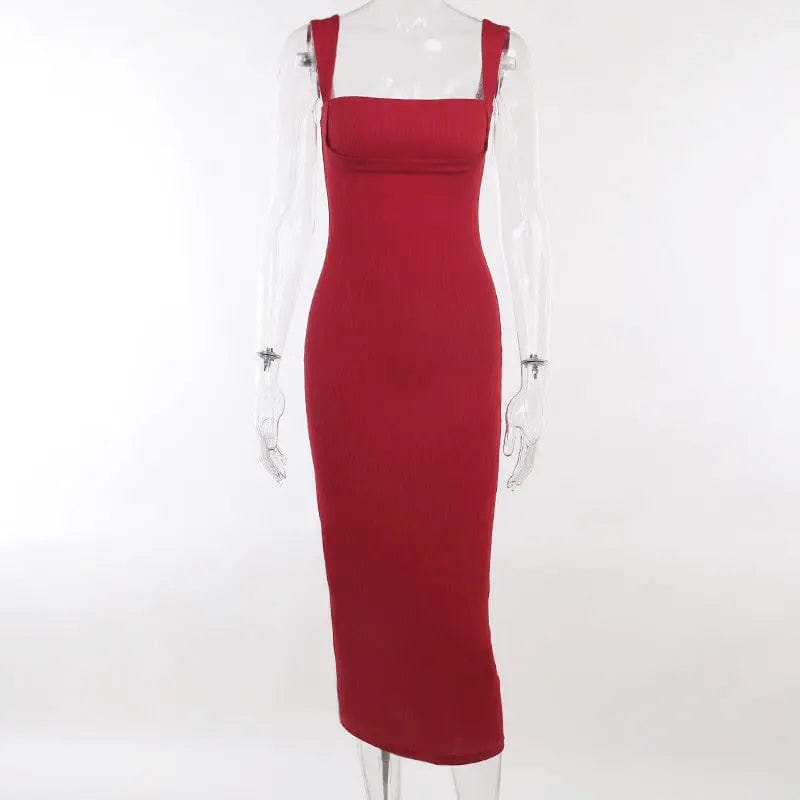 Saboor store  Red / L Women's Knitted Sling Slim-fit Red Christmas Dress