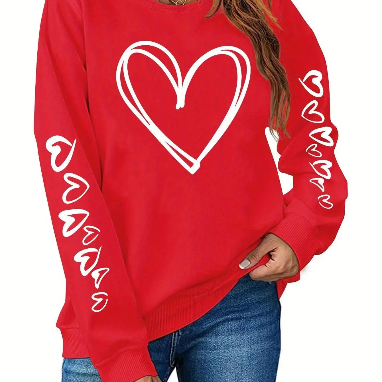 Saboor store  Red / XXL Valentine's Day Comfortable Plus Size Red Sweatshirt