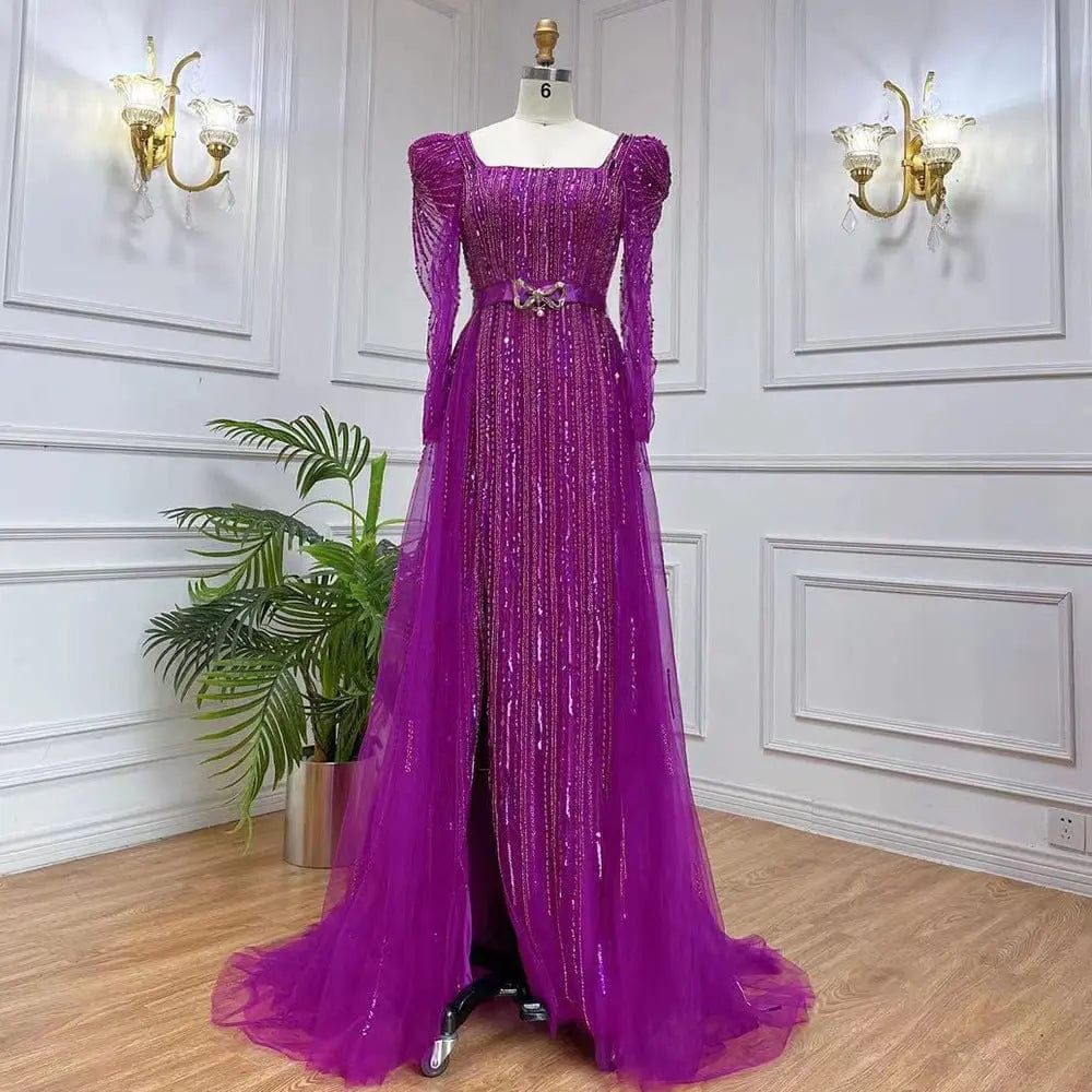 Saboor store  Rose Red Host Performance Evening Dress Purple / L Rose Red Host Performance Evening Dress