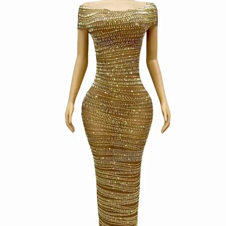 Saboor store Sexy Luxury Shiny Rhinestone Dress Perfo Sexy Luxury Shiny Rhinestone Dress Performance Costume Party Evening Dress