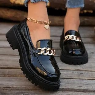 Saboor store Shallow Mouth Round Head Slip-on Thick B Black / 35 Shallow Mouth Round Head Slip-on Thick Bottom For Outdoors Fashion Shoes