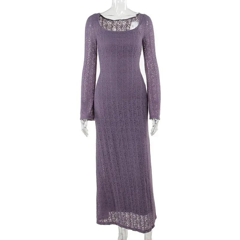 Saboor store  Simple And Laid-back Lace Blouse Dress Purple / L Simple And Laid-back Lace Blouse Dress