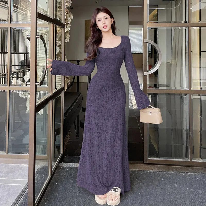 Saboor store  Simple And Laid-back Lace Blouse Dress Purple Little Man / L Simple And Laid-back Lace Blouse Dress