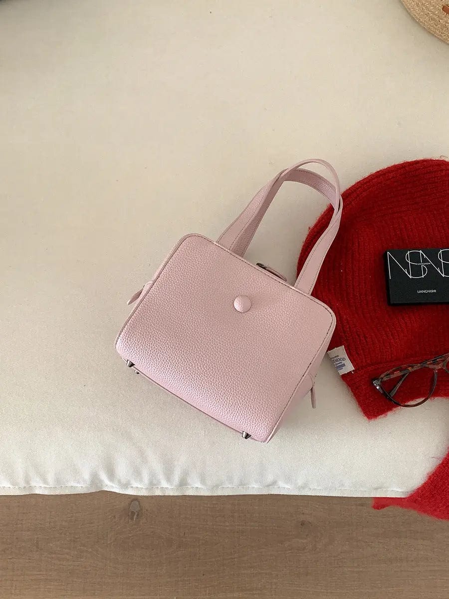 Saboor store Small Square Shoulder Bag Women Simple F Pink Small Square Shoulder Bag Women Simple Frosted Handbag