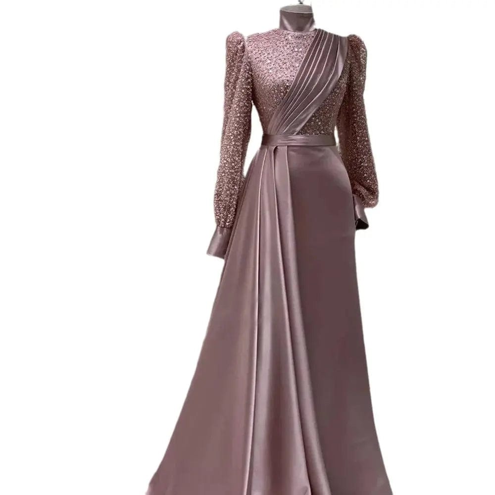 Saboor store Stand Collar All-inclusive Long Sleeve D Stand Collar All-inclusive Long Sleeve Detachable Evening Dress Elegant Elegant Two-piece Suit