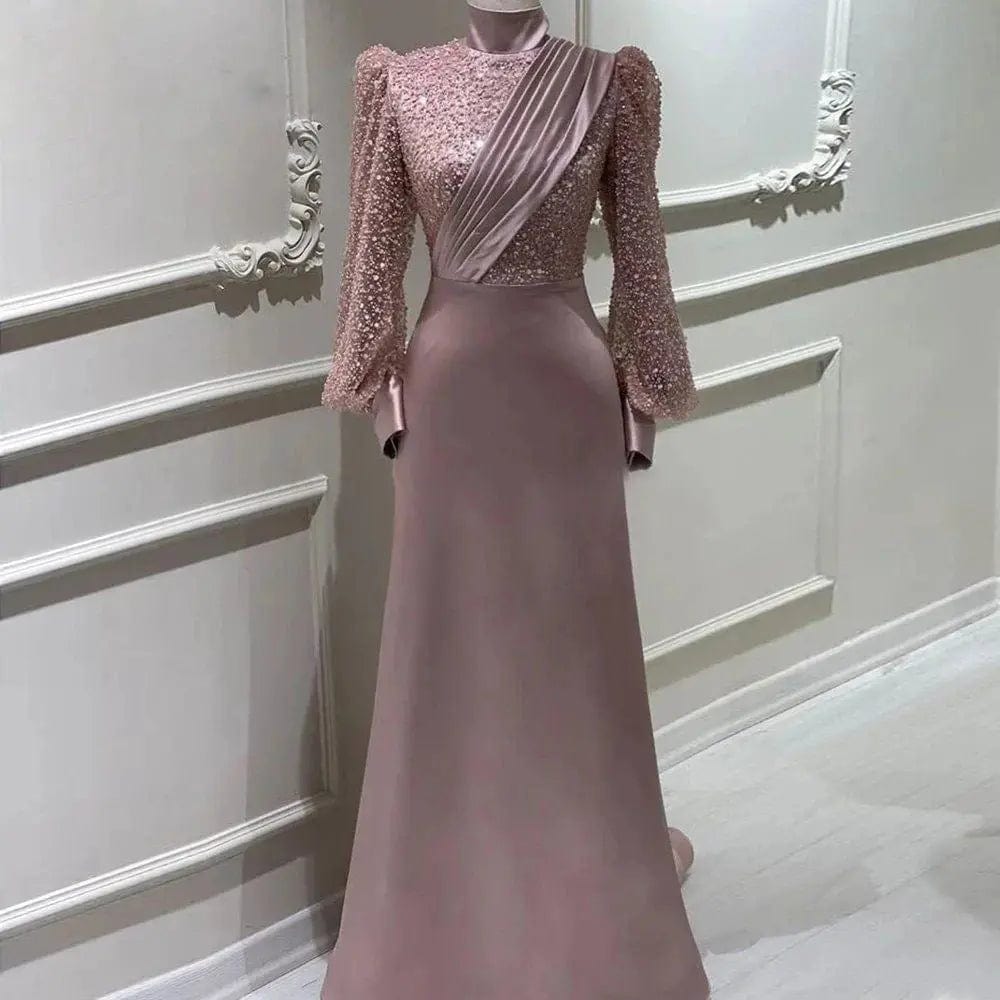 Saboor store Stand Collar All-inclusive Long Sleeve D Stand Collar All-inclusive Long Sleeve Detachable Evening Dress Elegant Elegant Two-piece Suit