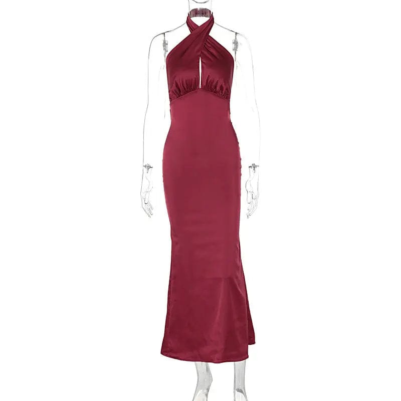 Saboor store Summer Fashion Elegant Backless Sleevele Wine Red / L Summer Fashion Elegant Backless Sleeveless Dress