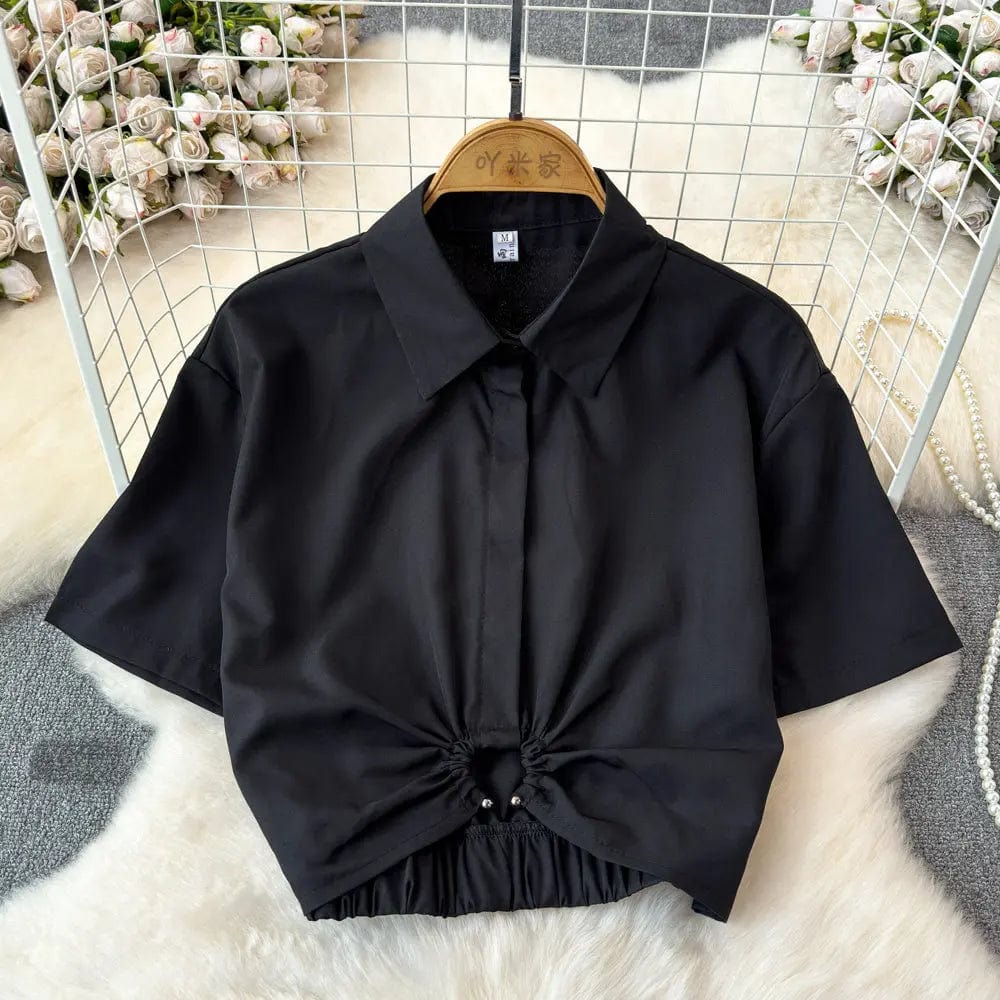 Saboor store  Summer French Minority Design Blouse Shirt For Women Black / 2XL Summer French Minority Design Blouse Shirt For Women