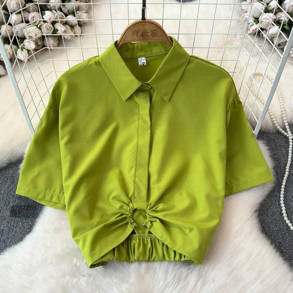 Saboor store  Summer French Minority Design Blouse Shirt For Women Green / 2XL Summer French Minority Design Blouse Shirt For Women