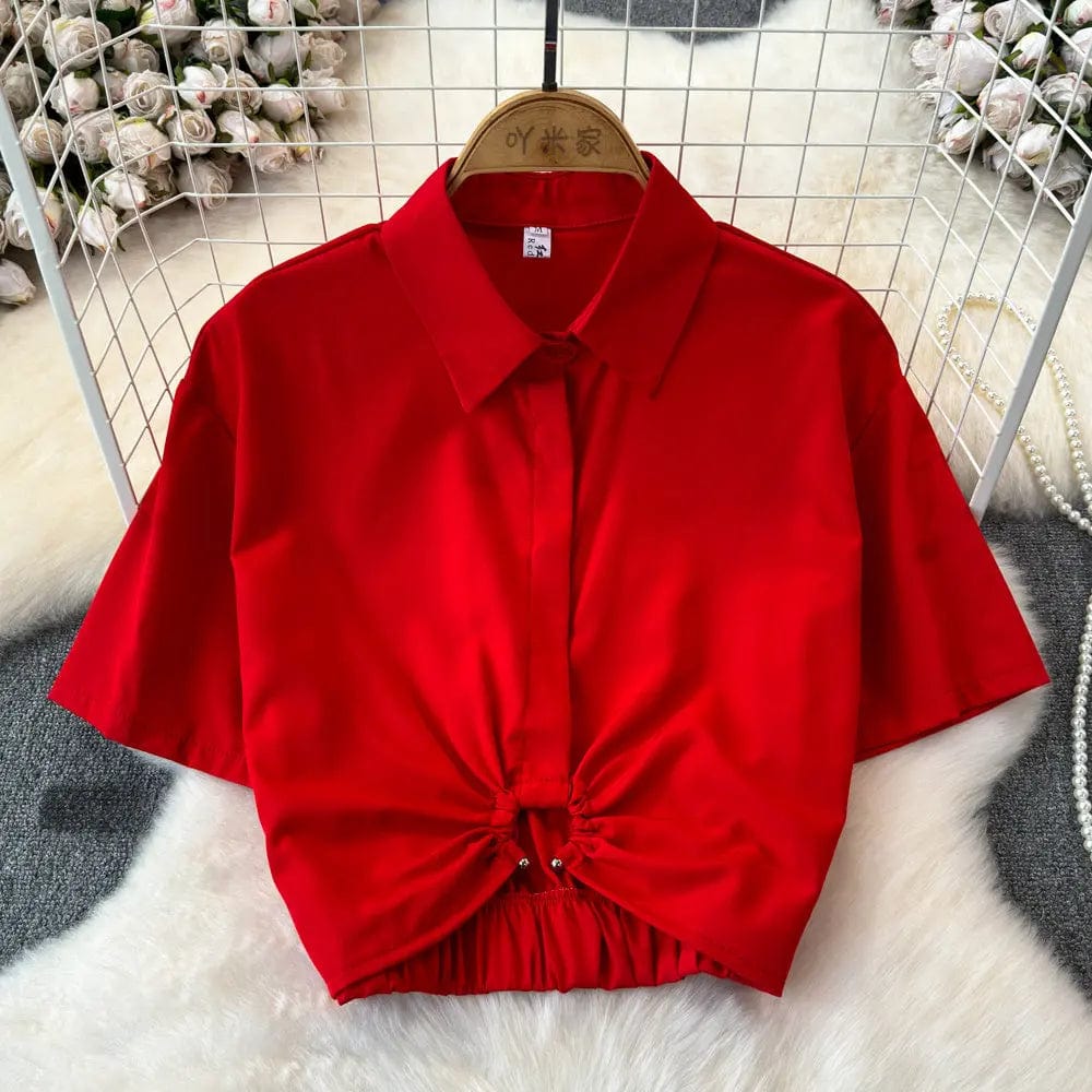 Saboor store  Summer French Minority Design Blouse Shirt For Women Red / 2XL Summer French Minority Design Blouse Shirt For Women