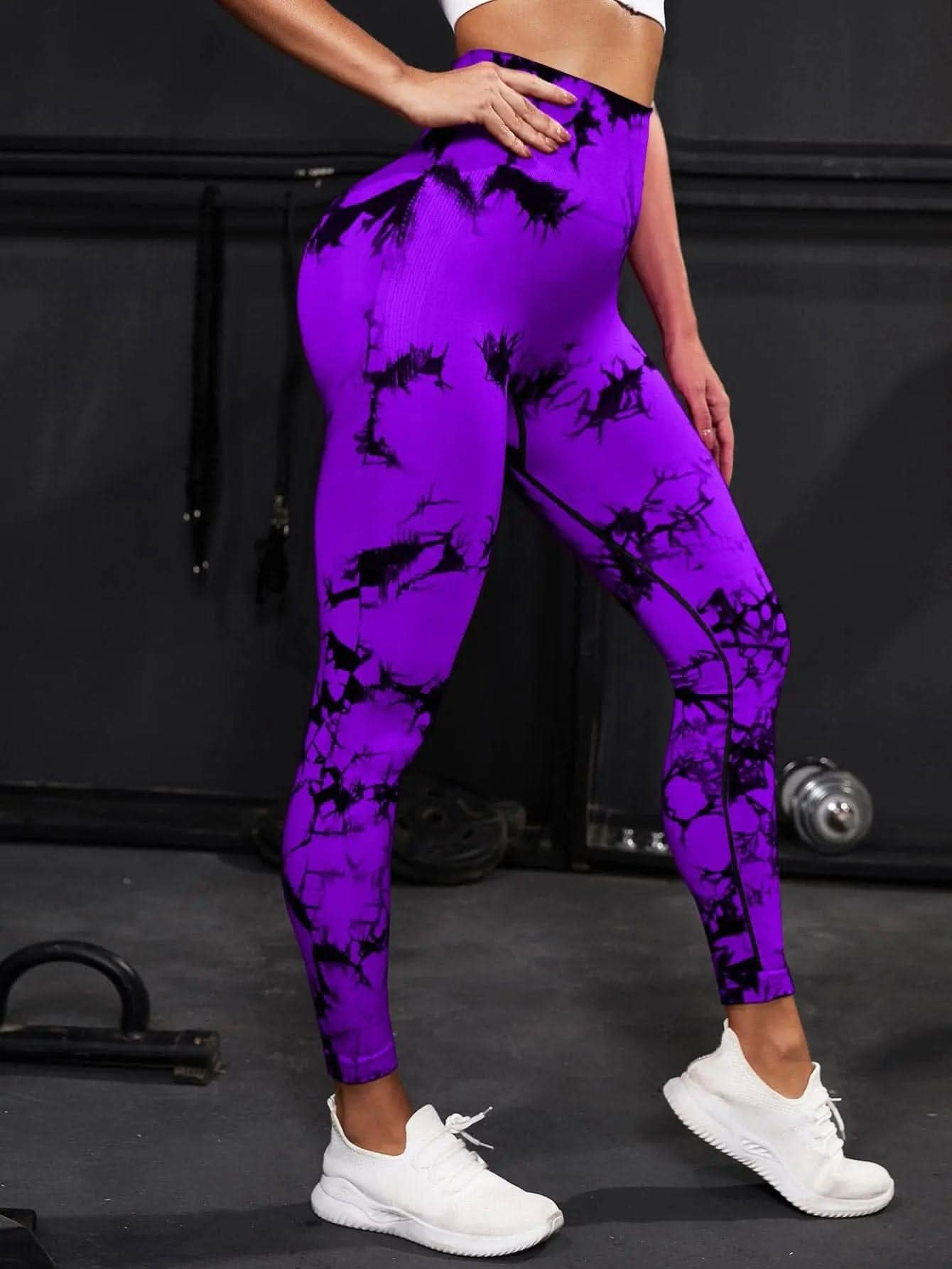 Saboor store  Tie dyed deep purple / L Tie Dyed High Waisted And Hip Lifting Fitness Pants