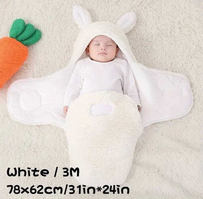 Saboor store  White / 3M Super Soft Baby Sleeping Bag Fluffy Fleece Newborn Blanket Swaddle Blankets, Unisex Baby Wrap For Newborn Baby Boys Girls With Head-Protecting & Head-Supporting Function, Wearable Swaddle Sleep Sack