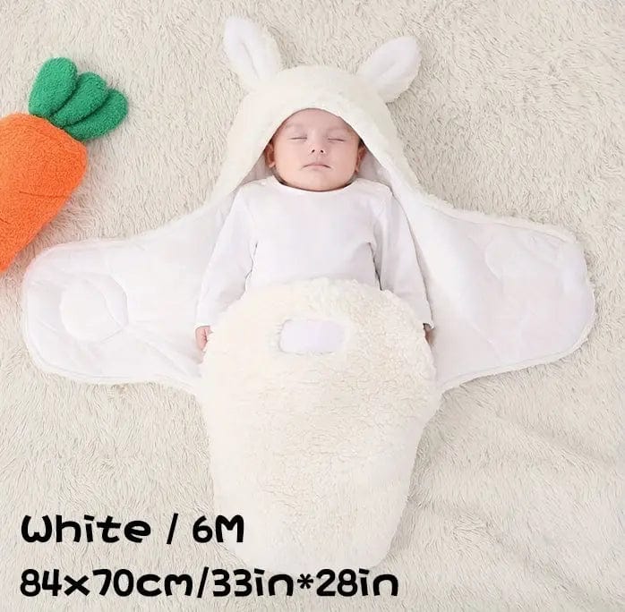 Saboor store  White / 6M Super Soft Baby Sleeping Bag Fluffy Fleece Newborn Blanket Swaddle Blankets, Unisex Baby Wrap For Newborn Baby Boys Girls With Head-Protecting & Head-Supporting Function, Wearable Swaddle Sleep Sack