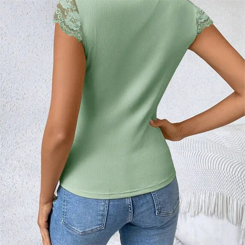 Saboor store  Women's Clothing > Blouses > Lace Blouses Temperament Wild Lace Lace-collared lace blouse Women