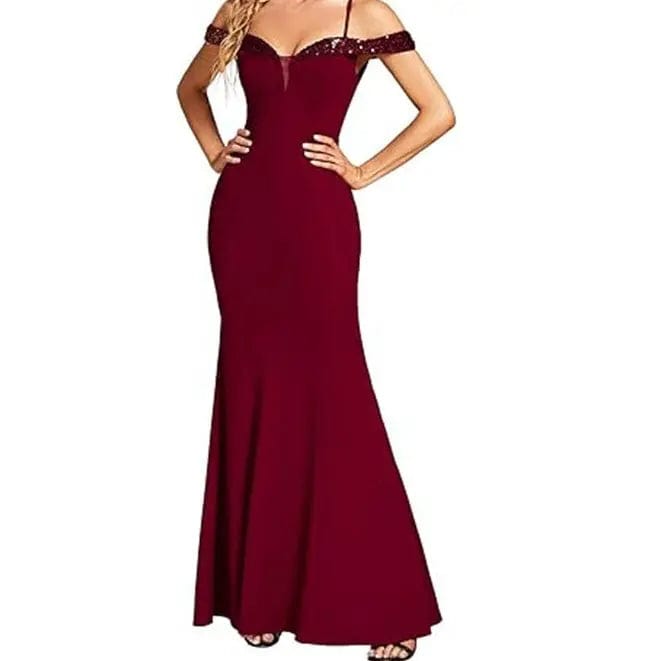 Saboor store Women's Clothing Off-neck Sling Evening Women's Clothing Off-neck Sling Evening Long Dress