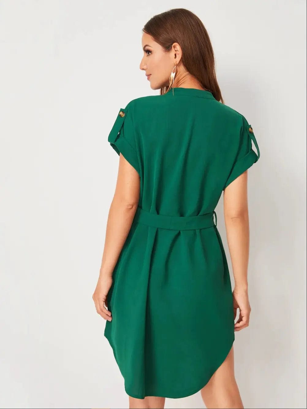 Saboor store  Women's Fashion Bowknot Short Sleeve Dress Dark Green / 4XL Women's Fashion Bowknot Short Sleeve Dress