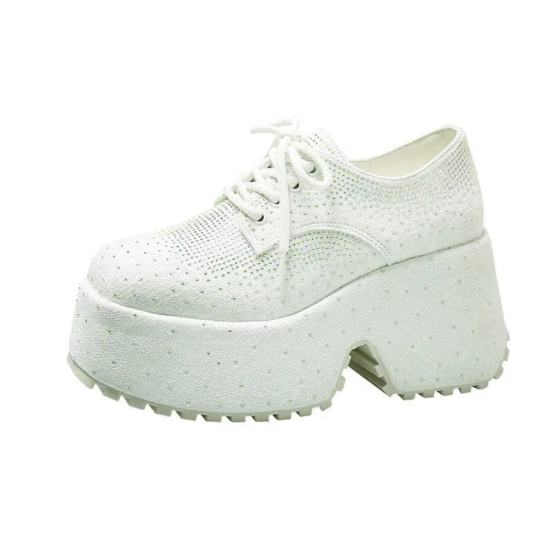 Saboor store Women's Fashion Starry Rhinestone Platfo Beige White / 35 Women's Fashion Starry Rhinestone Platform Low-top Shoes