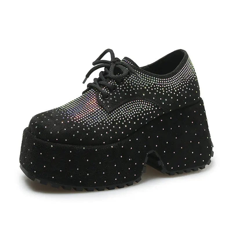 Saboor store Women's Fashion Starry Rhinestone Platfo Black / 35 Women's Fashion Starry Rhinestone Platform Low-top Shoes