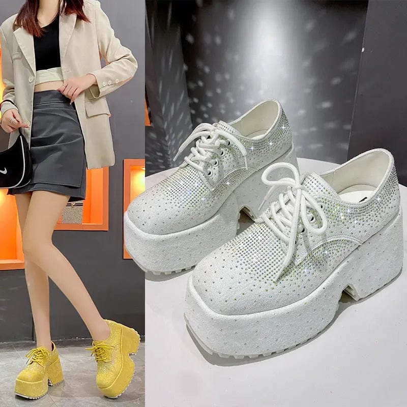 Saboor store Women's Fashion Starry Rhinestone Platfo Women's Fashion Starry Rhinestone Platform Low-top Shoes